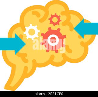 Making decision function of brain icon vector. Learning strategy, memory and education, self improvement anatomically mind functional. Anatomy intelle Stock Vector