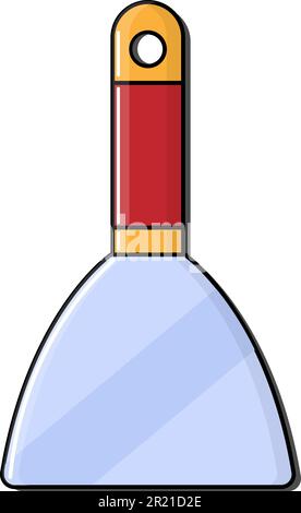 Construction red-yellow icon metal trowel, trowel with a wooden handle designed for applying mortar, plaster, cement, putty on the walls. Construction Stock Vector