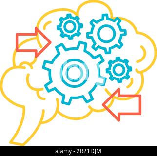 Making decision function of brain icon vector. Learning strategy, memory and education, self improvement anatomically mind functional. Anatomy intelle Stock Vector