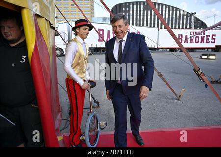 Brussels, Belgium. 16th May, 2023. Flemish Minister President Jan Jambon arrives for the award ceremony of the 'Ultimas 2023', Flemish culture prizes, Tuesday 16 May 2023, in Brussels. BELGA PHOTO DIRK WAEM Credit: Belga News Agency/Alamy Live News Stock Photo