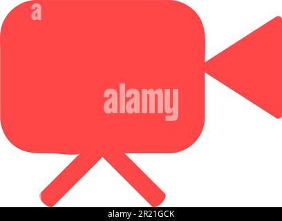 Video camera silhouette square icon. Movie recording button. Digital camcorder badge. Filming equipment thin line illustration. Multimedia contour sym Stock Vector