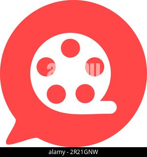 Retro filmstrip color icon. Media film studio logo. Cinematography reel thin line customizable illustration. Contour silhouette symbol. Vector isolate Stock Vector