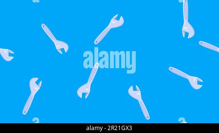 Wrench spanner icon isolated seamless pattern on blue background. Vector. Stock Vector