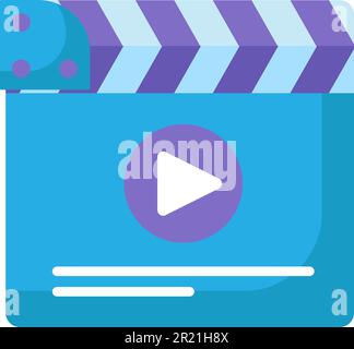 Cinema clapper board flat vector icon. Arrow play sign. Video production. Movie industry Stock Vector