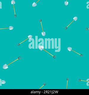 Seamless pattern with garden tools, vector simple shovels. Stock Vector