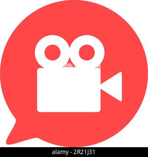 Video camera silhouette square icon. Movie recording button. Digital camcorder badge. Filming equipment thin line illustration. Multimedia contour sym Stock Vector