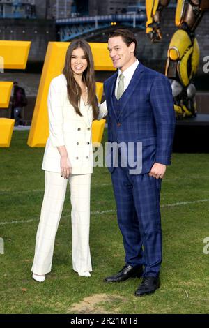 Hailee Steinfeld and John Cena attend a photocall for 'Bumblebee' at