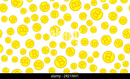 The texture is a seamless pattern with beautiful festive bright colored magical shiny luminous expensive luxury coins of bitcoins with gold crypts. Ve Stock Vector