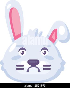 Sorry Rabbit Emoji Rabbit sorrowful expression facial emoji vector. Wild bunny animal sad ...