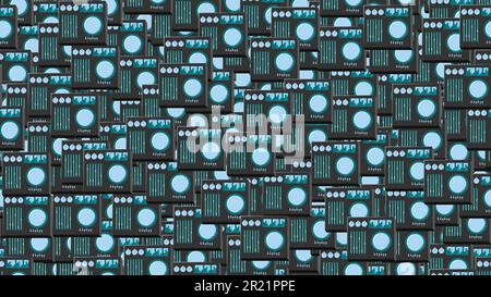 Seamless pattern endless with music audio dj consoles with vinyl old retro vintage hipster from 70s, 80s, 90s isolated on white background. Vector ill Stock Vector