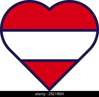 Austria red and white flag in heart form vector. Austrian national, official and patriotic symbol of freedom in love shape. Territory traditional insi Stock Vector