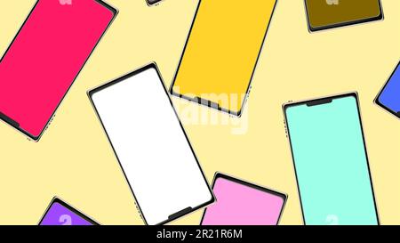 Texture, seamless pattern of modern trendy beautiful glossy expensive smart realistic isometric surround smartphones, mobile phones, touchscreen devic Stock Vector