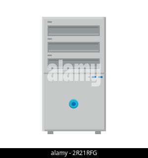 Vector illustration of white flat icon simple modern digital digital system unit of stationary computer isolated on white background. Stock Vector