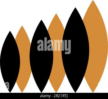 Luxury symbol row of black gold leaves in simple geometric shape. Magic symbol in boho style. Secret sacred vector sign isolated on white background f Stock Vector