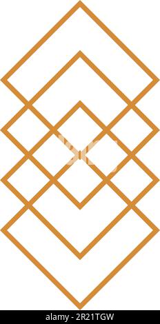 Luxury symbol rhombuses squares combined into decorative vertical lattice of simple geometric shape. Mystic symbol in boho style. Secret sacred vector Stock Vector
