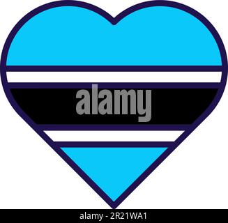 Botswana country nation flag in heart form vector. National, official and patriot symbol of freedom. African country traditional insignia in white, bl Stock Vector