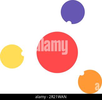 Structural lattice of molecule from one proton of nucleus in center and three surrounding electrons. Study of micro level structure chemical elements. Stock Vector