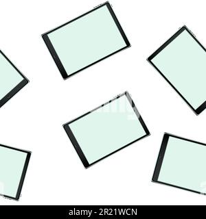 Texture, seamless pattern of smart modern smart touchscreen tablet computers with digital volumetric realistic with large screens mobile devices. The Stock Vector