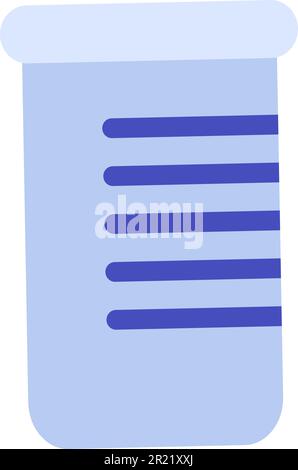 Empty chemical test tube icon with long neck. Tall vessel for pharmacy experiment. Conducting experiments in chemistry at high school and fabric indus Stock Vector