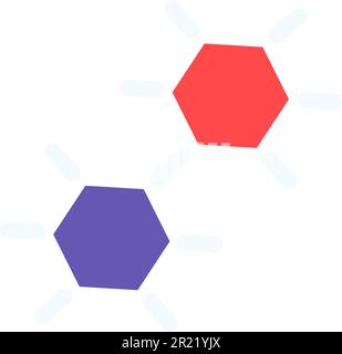 Structural pair of simple organic protein in structural lattice with valence bonds. Study of micro level structure chemical elements. Simple colored f Stock Vector