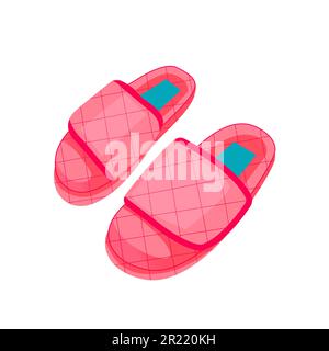 Trendy pink Slippers of female isolated on white background. Slippers for fashion and design. Vector illustration Stock Vector