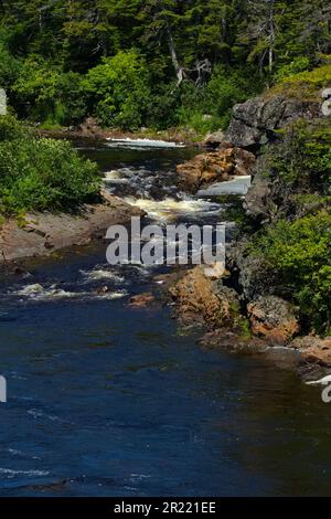 Crystal blue beauty of Rocky River Fishway in Newfoundland and Labrador, Canada Stock Photo