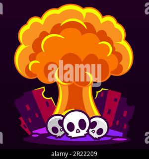 Exploding bomb, atomic explode effect and comic explosions smoke clouds. Destruction explosion animation, comic bomb fire flame. Isolated vector Stock Vector