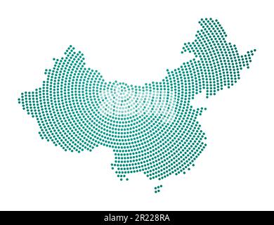 China dotted map. Digital style shape of China. Tech icon of the country with graduated dots. Modern vector illustration. Stock Vector