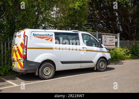 Network Rail Van parked outside Dawlish Warren railway station, Devon, Uk Stock Photo