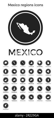 Set of vector icons. States of Mexico flags. 3D illustration Stock ...
