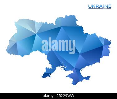 Vector polygonal Ukraine map. Vibrant geometric country in low poly style. Powerful illustration for your infographics. Technology, internet, network Stock Vector