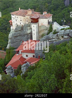 The Meteors, the monastery Roussanou, Greece, Thessaly Stock Photo