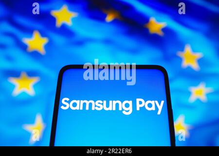In This Photo Illustration, Samsung Pay Logo Of A Mobile Payment And  Digital Wallet Service By Samsung Electronics Seen On A Smartphone Screen.  (Credit Image: © Pavlo Gonchar/Sopa Images Via Zuma Press