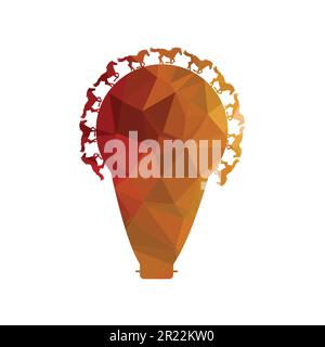 Horse running icon vector illustration with a shape of blub pattern color. Stock Vector