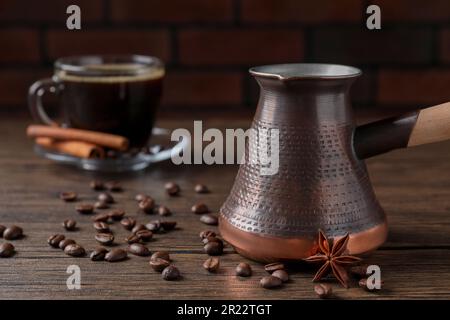 Hot Coffee Traditional Turkish Cup Copper Cezve Turka Spices Old