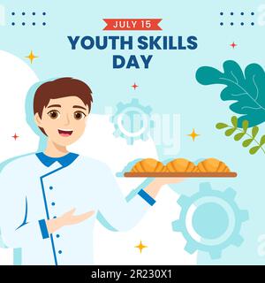 World Youth Skills Day Social Media Background Illustration Flat Cartoon Hand Drawn Templates Stock Vector