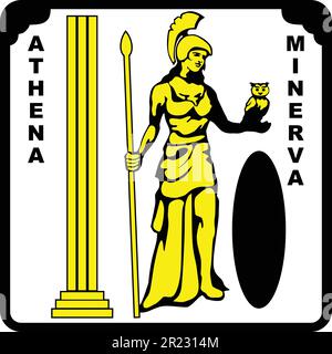 Athena Minerva Deity of Greek and Rome Stock Vector