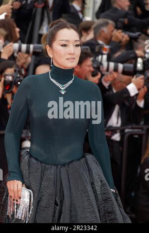 Cannes, France. 16th May, 2023. Gong Li walk the first red carpet of the 76th Cannes Film Festival on May 16, 2023 in Cannes, France. Credit: Bernard Menigault/Alamy Live News Stock Photo