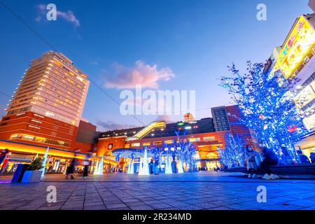 Oita, Japan - Nov 26 2022: Oita Station is a major station in the Kyushu region, connect Oita to other prefectures such as Fukuoka and Kumamoto and  a Stock Photo