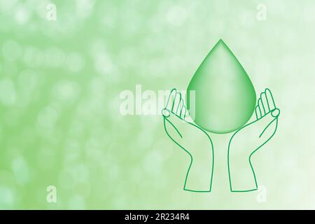 hand holding water drop earth day or international water day concept to saving the globe Stock Photo
