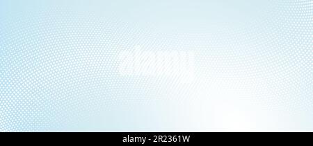 Halftone wave lines texture. White dotted stripes on light blue background. Warped and curved lines wallpaper. Sea water, air flow, wind concept. Vector design template Stock Vector