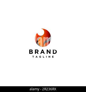 Minimalistic fire icon logo design with oil outline detail. Stock Vector