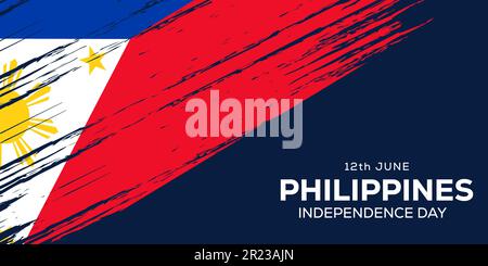 vector Philippines independence day banner with brush stroke Philippines flag Stock Vector