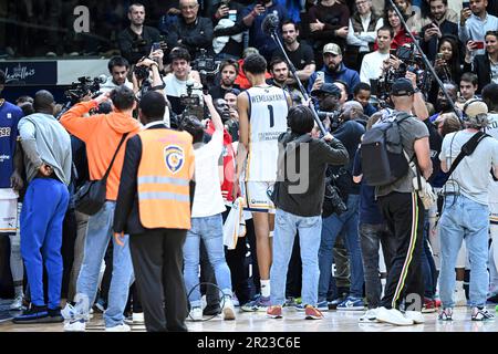 Paris, France. 16th May, 2023. Victor Wembanyama during the French  championship, Betclic elite basketball match between Paris and  Metropolitans 92 (Mets or Boulogne-Levallois) on May 16, 2023 in Levallois,  France. Credit: Victor