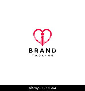 Employee tie and heart symbol line logo design. Simple logo about workers who work with love. Stock Vector