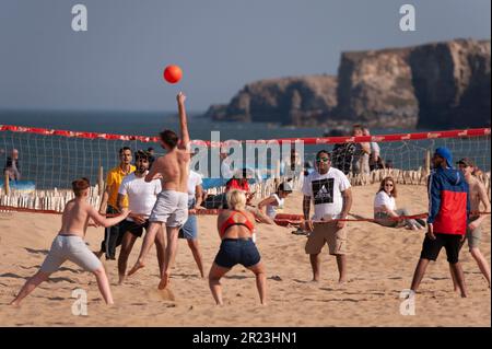 Beach Volleyball game on Sandhaven Beach, South Shields Stock Photo