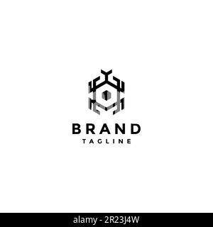 Beetle symbol design in minimalistic geometric lines Stock Vector