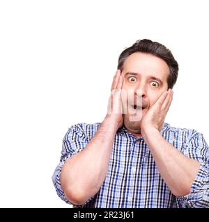 Confidence grows with age. A cropped portrait of a middle-aged man making a face, isolated on white. Stock Photo