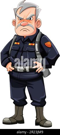 Grumpy army officer cartoon character illustration Stock Vector Image ...