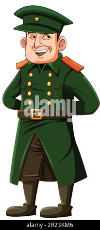 Happy army officer cartoon character illustration Stock Vector Image ...